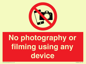 No photography or filming using any device